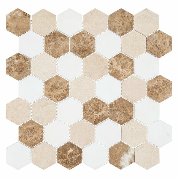 Andova Tiles SAMPLE Channing 2 x 2 Marble Honeycomb Mosaic Floor Use Tile SAM-ANDCHA125